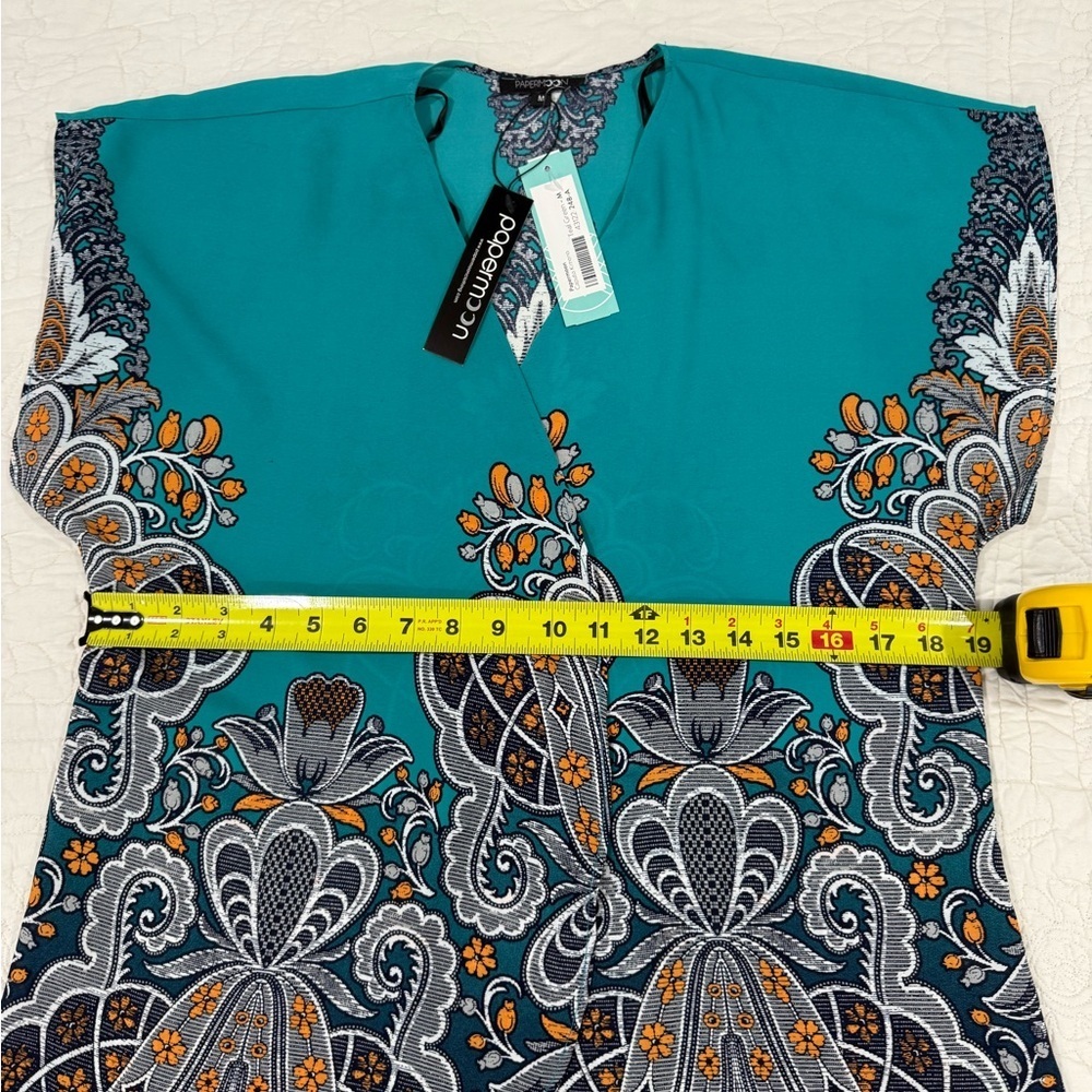 PAPERMOON Womens Teal Green Caputo Kimono Size M - Picture 6 of 10